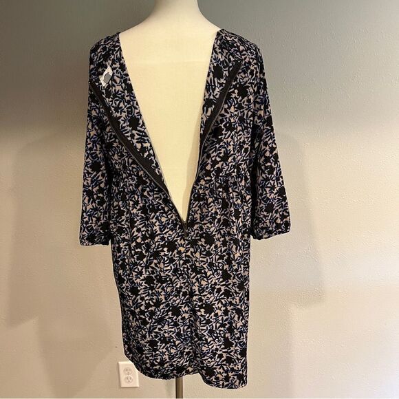 Boat neck long sleeve loose fit a-line floral mini dress - Picture 7 of 12